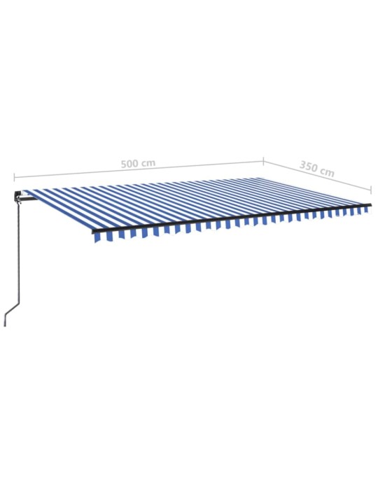 Izvelkama markīze ar led, 500x350 cm, zila un balta