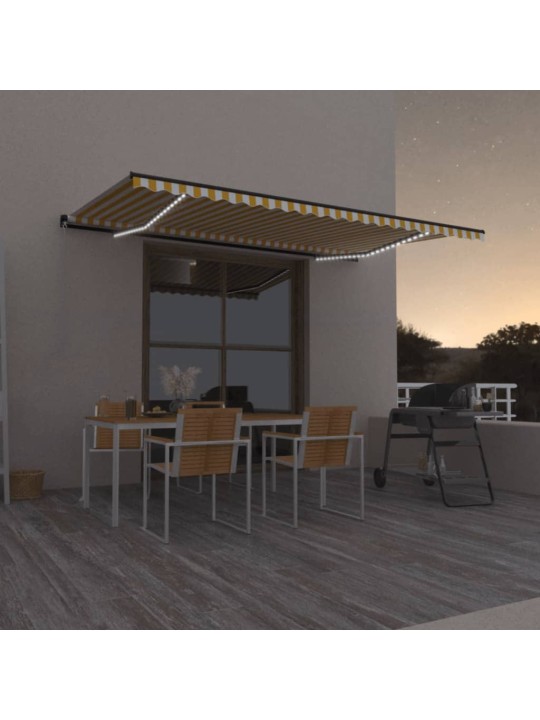 Izvelkama markīze ar led, 500x350 cm, dzeltena un balta