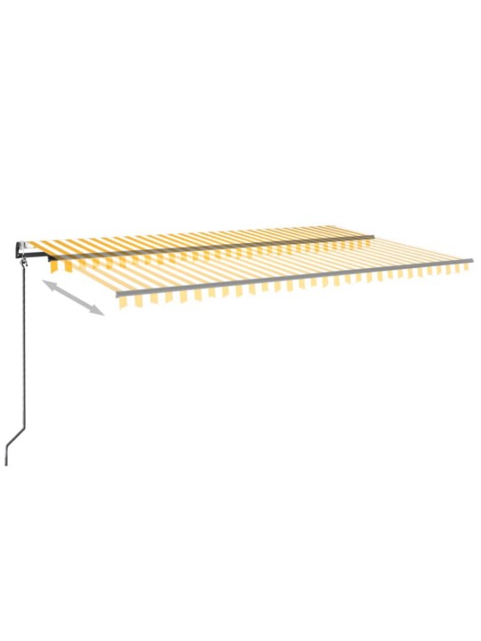 Markīze ar led un vēja sensoru, 500x350 cm, dzeltena/balta