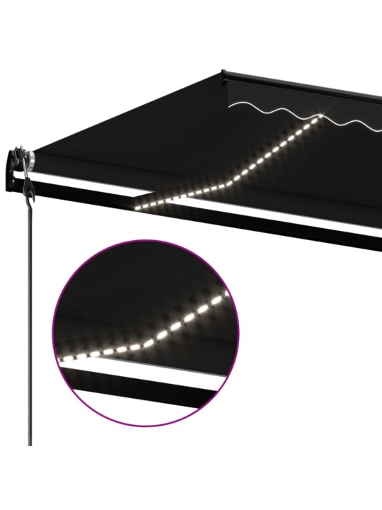 Izvelkama markīze ar led un vēja sensoru, pelēka, 500x350 cm