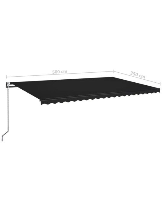 Izvelkama markīze ar led un vēja sensoru, pelēka, 500x350 cm