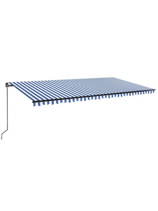 Izvelkama markīze ar led, 600x350 cm, manuāla, zila un balta