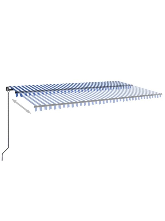 Izvelkama markīze ar led, 600x350 cm, manuāla, zila un balta