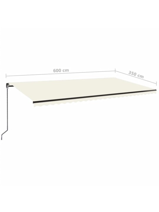 Izvelkama markīze ar led, 600x350 cm, manuāla, krēmkrāsas