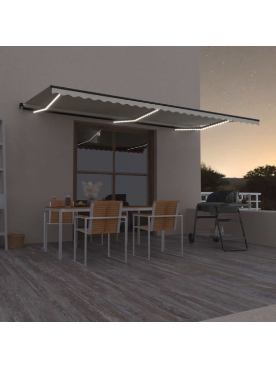 Izvelkama markīze ar led, 600x350 cm, manuāla, krēmkrāsas