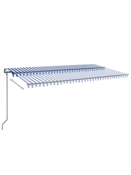 Izvelkama markīze, led, vēja sensors, 600x350 cm, zila un balta