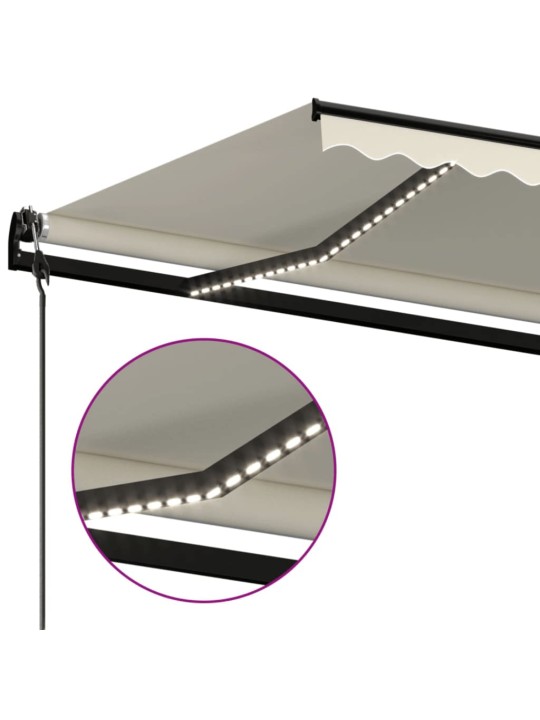 Izvelkama markīze ar led un vēja sensoru, krēmkrāsas, 600x350cm