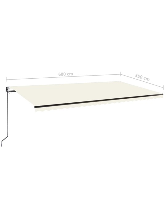 Izvelkama markīze ar led un vēja sensoru, krēmkrāsas, 600x350cm