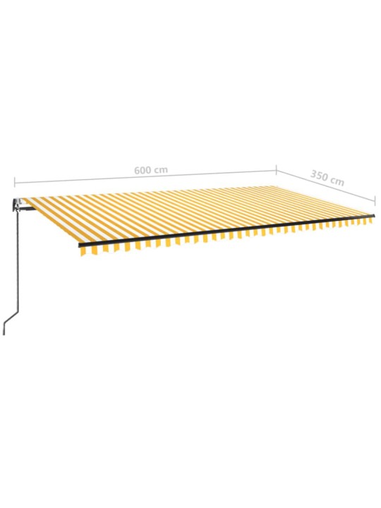 Izvelkama markīze, led, vēja sensors, 600x350 cm, dzeltenbalta
