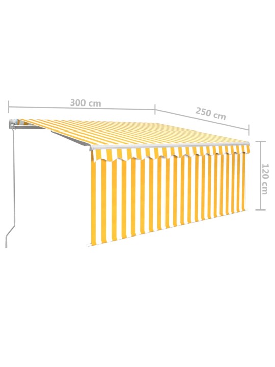 Izvelkama markīze ar žalūziju, 3x2,5 m, manuāla, dzelteni balta