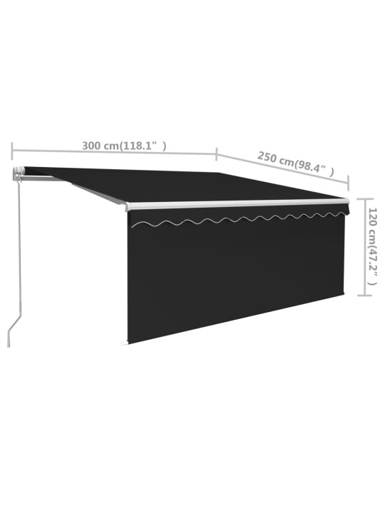 Izvelkama markīze ar žalūziju, 3x2,5 m, manuāla, antracītpelēka
