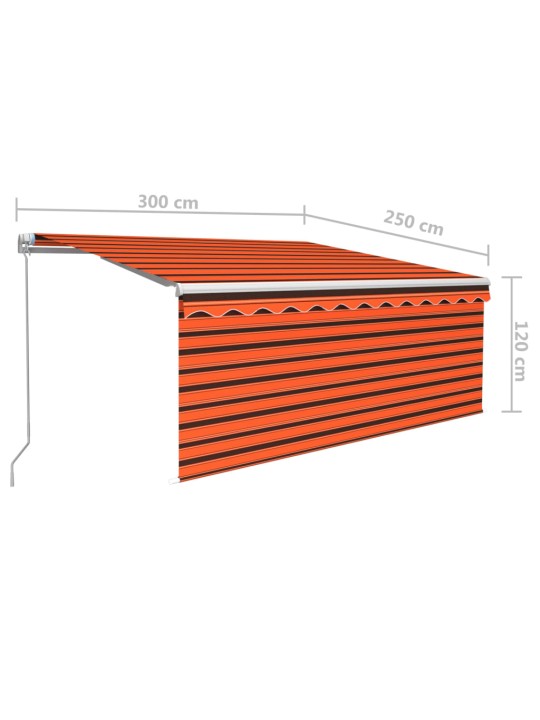 Izvelkama markīze ar žalūziju, 3x2,5m, manuāla, oranža un brūna