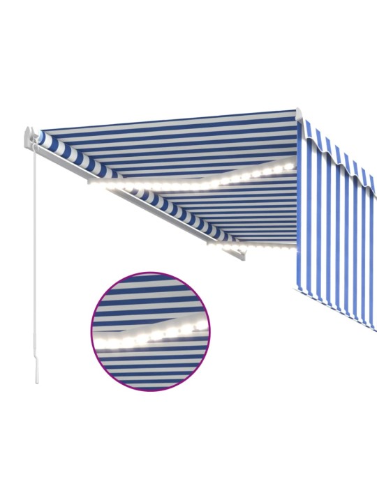 Izvelkama markīze ar žalūziju, led, 3x2,5m, manuāla, zili balta