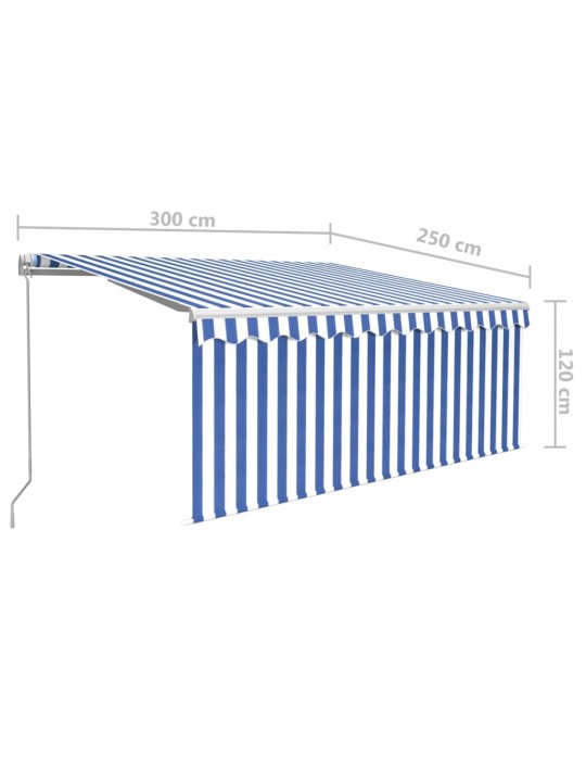 Izvelkama markīze ar žalūziju, led, 3x2,5m, manuāla, zili balta
