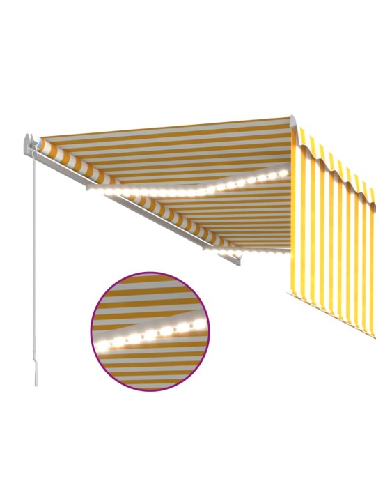Izvelkama markīze ar žalūziju un led, 3x2,5 m, dzelteni balta