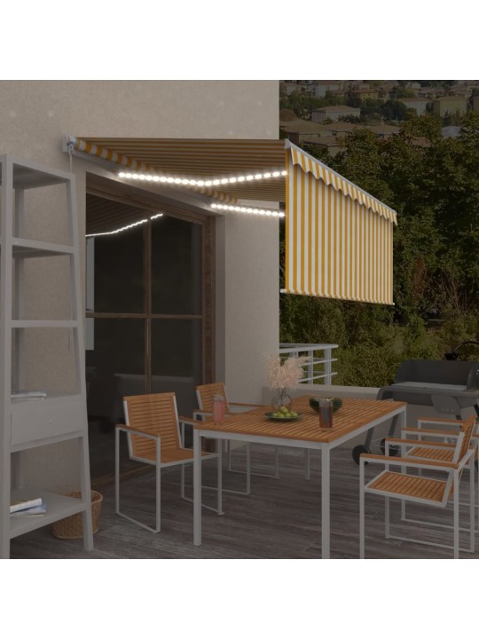 Izvelkama markīze ar žalūziju un led, 3x2,5 m, dzelteni balta