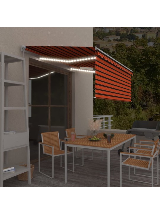 Izvelkama markīze ar žalūziju un led, 3x2,5 m, oranži brūna
