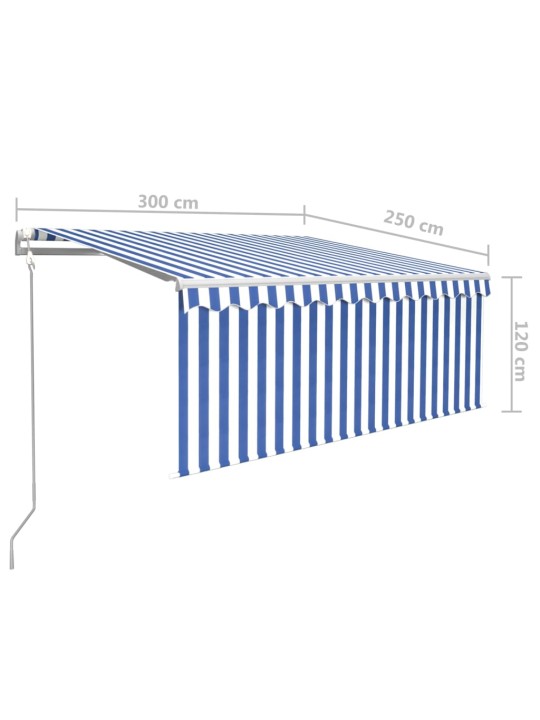 Izvelkama markīze ar žalūziju, 3x2,5 m, automātiska, zili balta