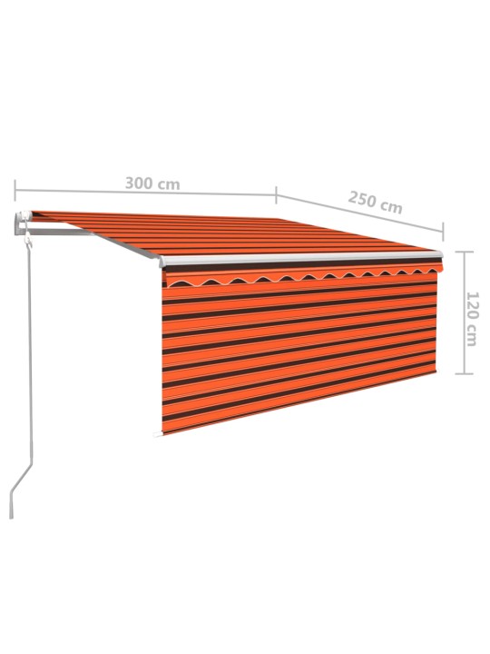 Izvelkama markīze ar žalūziju, 3x2,5 m, oranža un brūna