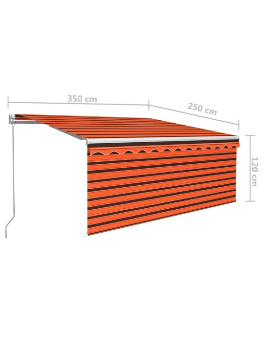 Izvelkama markīze ar žalūziju, 3,5x2,5 m, manuāla, oranži brūna