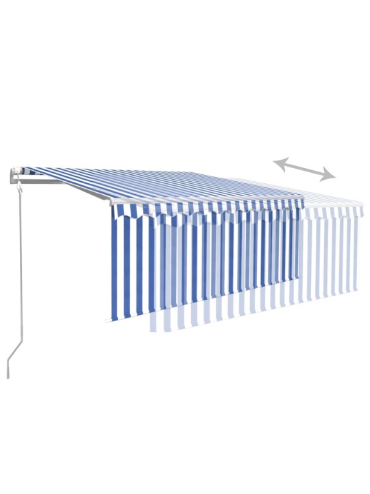 Izvelkama markīze ar žalūziju, 3,5x2,5 m, zili balta