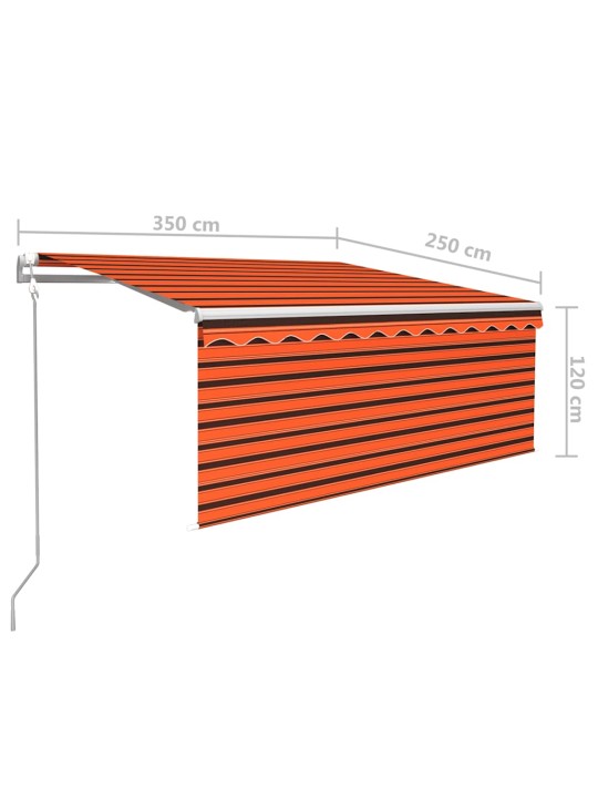 Izvelkama markīze ar žalūziju, 3,5x2,5 m, oranži brūna