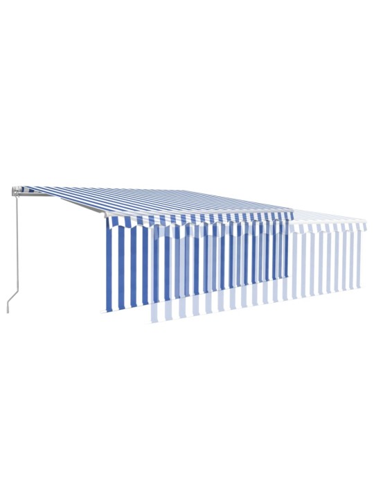 Izvelkama markīze ar žalūziju, 4x3 m, manuāla, zili balta