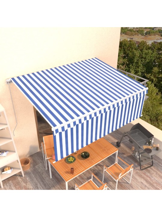 Izvelkama markīze ar žalūziju, 4x3 m, manuāla, zili balta