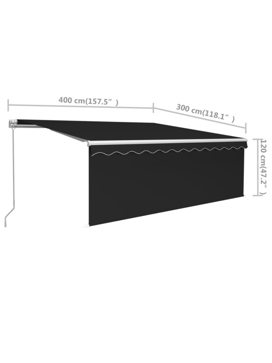 Izvelkama markīze ar žalūziju, 4x3 m, manuāla, antracītpelēka