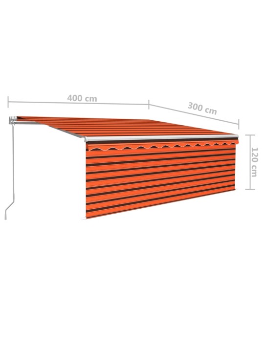 Izvelkama markīze ar žalūziju, 4x3 m, manuāla, oranži brūna