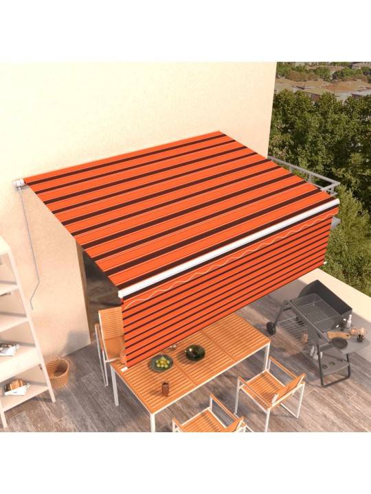 Izvelkama markīze ar žalūziju, 4x3 m, manuāla, oranži brūna