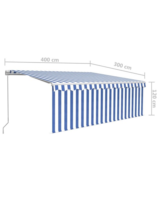 Izvelkama markīze ar žalūziju, led, 4x3 m, manuāla, zili balta