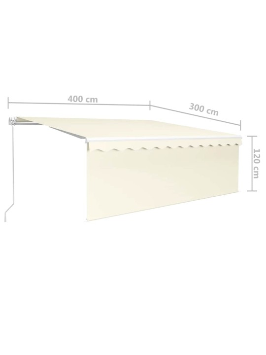 Izvelkama markīze ar žalūziju, led, 4x3 m, manuāla, krēmkrāsas