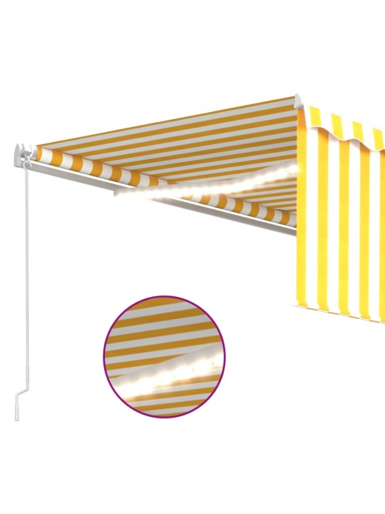 Izvelkama markīze ar žalūziju, led, 4x3m, manuāla, dzeltenbalta