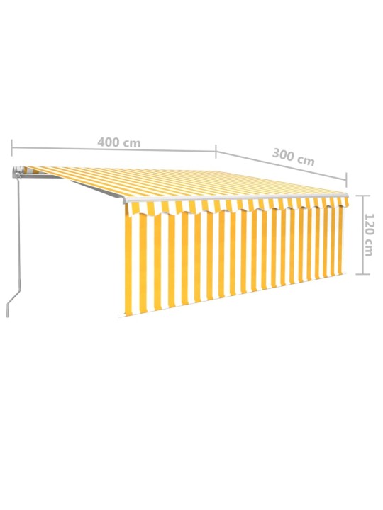 Izvelkama markīze ar žalūziju, led, 4x3m, manuāla, dzeltenbalta