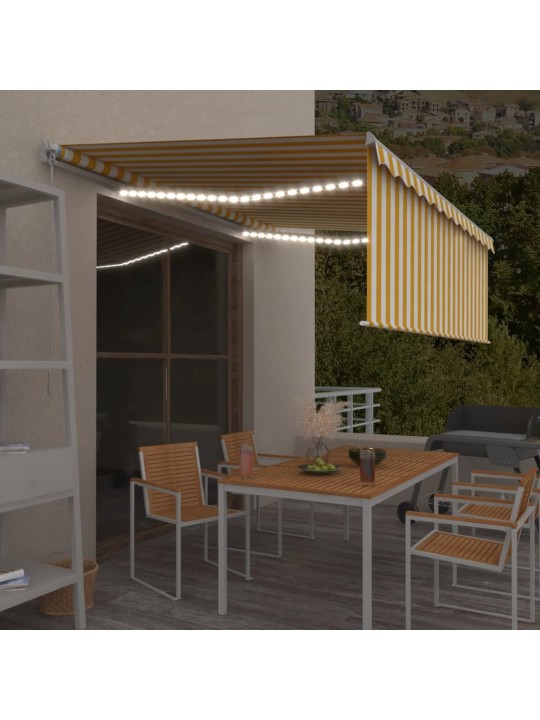 Izvelkama markīze ar žalūziju, led, 4x3m, manuāla, dzeltenbalta