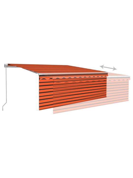 Izvelkama markīze ar žalūziju, led, 4x3m, manuāla, oranži brūna