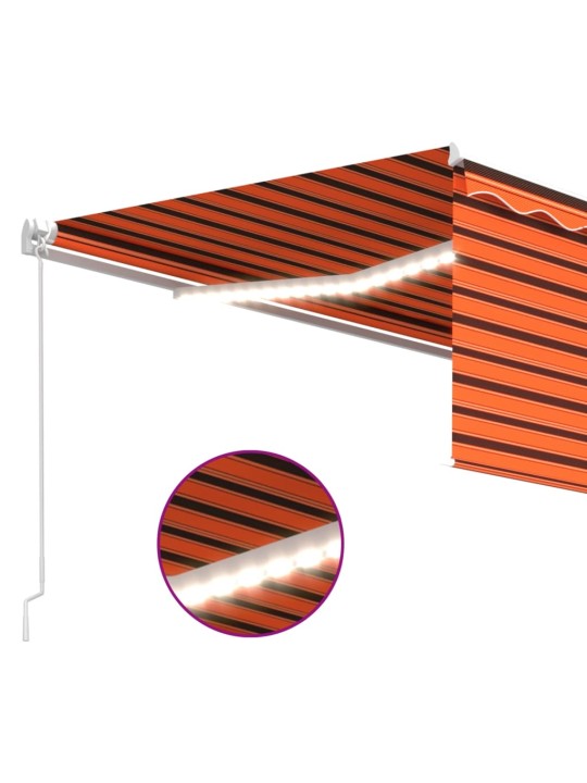 Izvelkama markīze ar žalūziju, led, 4x3m, manuāla, oranži brūna