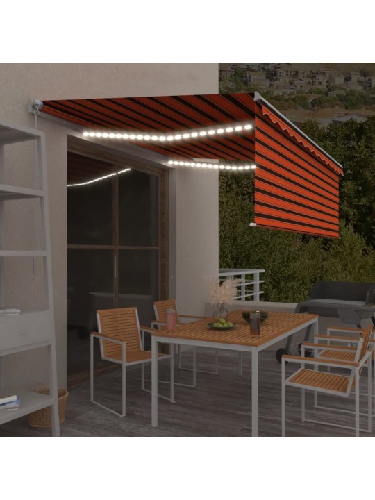 Izvelkama markīze ar žalūziju, led, 4x3m, manuāla, oranži brūna