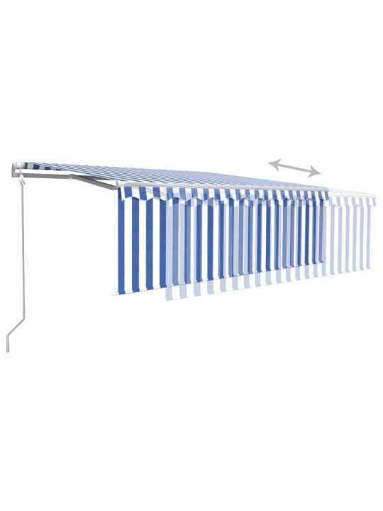 Izvelkama markīze ar žalūziju, 4x3 m, automātiska, zili balta