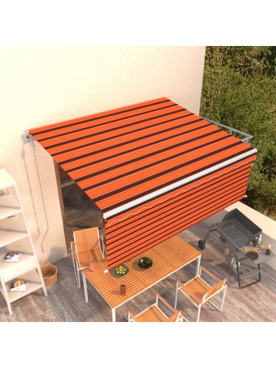Izvelkama markīze ar žalūziju, 4x3 m, automātiska, oranži brūna