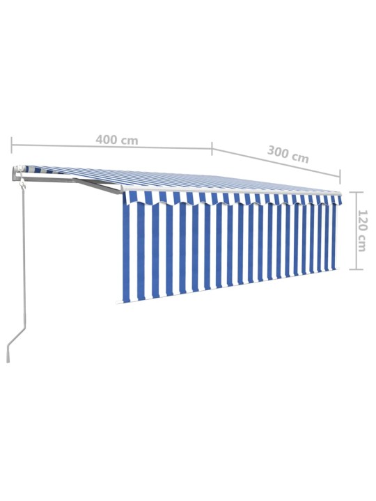 Markīze ar žalūziju, led, vēja sensoru, 4x3 m, zila ar baltu