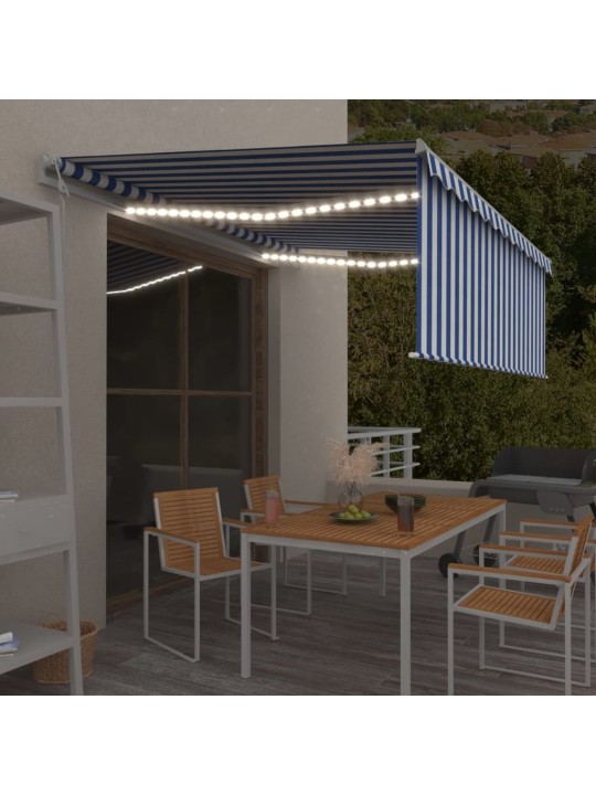 Markīze ar žalūziju, led, vēja sensoru, 4x3 m, zila ar baltu