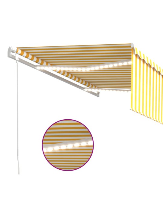 Markīze ar žalūziju, led, vēja sensoru, 4x3 m, dzelteni balta