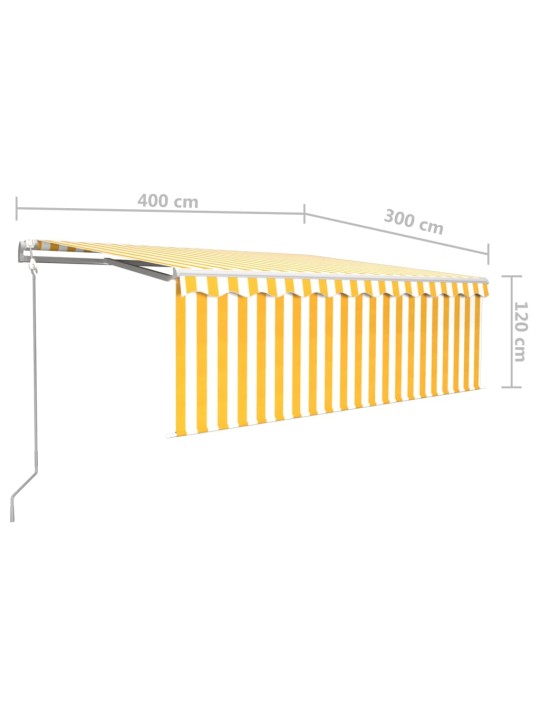 Markīze ar žalūziju, led, vēja sensoru, 4x3 m, dzelteni balta