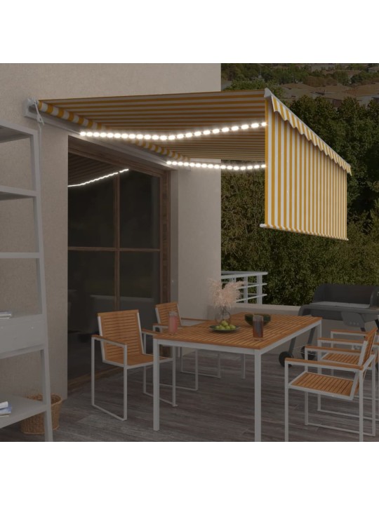 Markīze ar žalūziju, led, vēja sensoru, 4x3 m, dzelteni balta