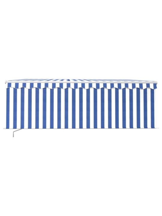 Izvelkama markīze ar žalūziju, led, 4,5x3m, manuāla, zili balta