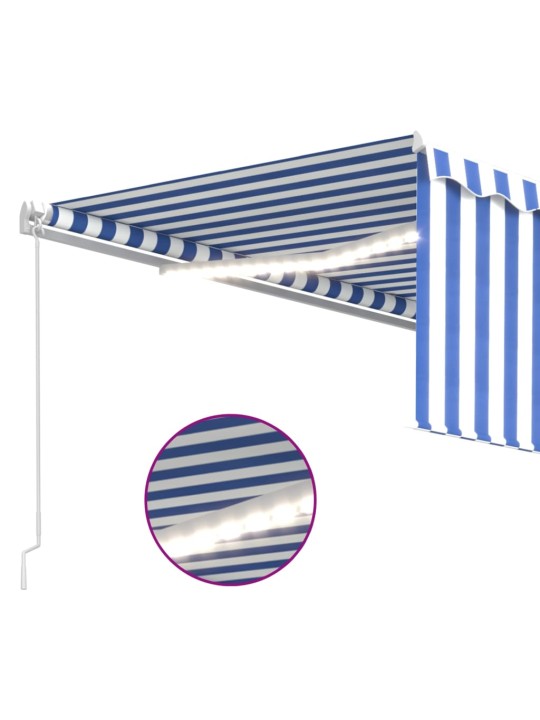 Izvelkama markīze ar žalūziju, led, 4,5x3m, manuāla, zili balta