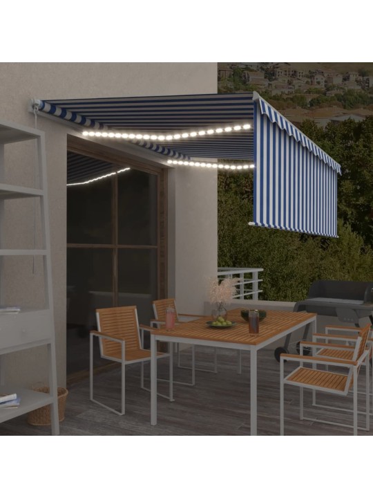 Izvelkama markīze ar žalūziju, led, 4,5x3m, manuāla, zili balta