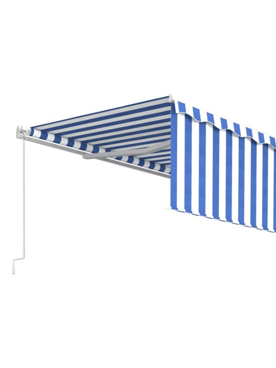 Izvelkama markīze ar žalūziju, 5x3 m, manuāla, zili balta